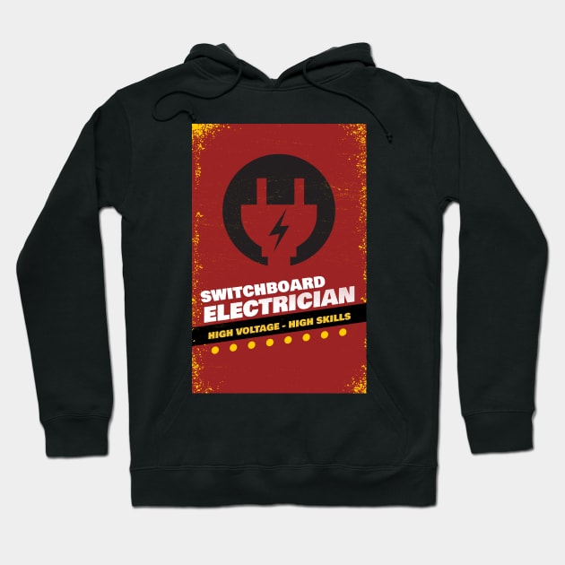 Switchboard electrician high voltage high skills, electrician gift, High voltage, lineman industrial electrician Hoodie by One Eyed Cat Design